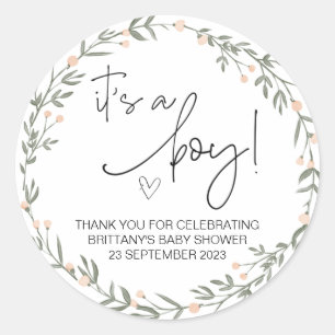 Es ist ein Niedliches Baby Dusche Gastgeschenk Grü Runder Aufkleber