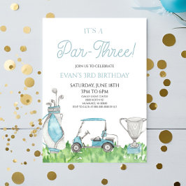 Es ist ein Par-Three! Blue Golf 3. Geburtstag Part Einladung