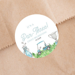 Es ist ein Par-Three Blue Golf 3. Geburtstag Party Runder Aufkleber