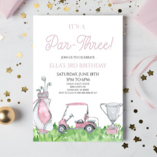 Es ist ein Par-Three! Pink Golf 3. Geburtstag Part Einladung