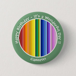 Es ist ein Rainbow-Party, mehrfarbiges Stripmuster Button