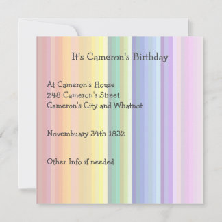 Es ist ein Rainbow-Party, mehrfarbiges Stripmuster Einladung