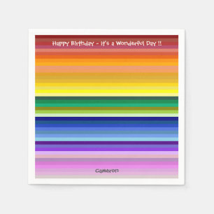 Es ist ein Rainbow-Party, mehrfarbiges Stripmuster Serviette
