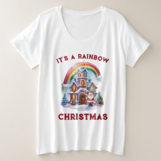 Es ist ein Regenbogen-Weihnachten Übergrößen T-Shi Große Größe T-Shirt