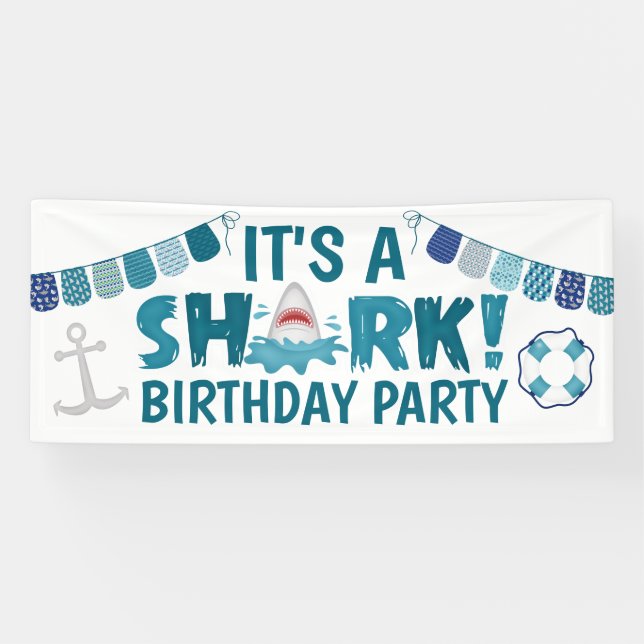 Es ist ein Spaß SHARK Geburtstagsparty Kid Banner (Horizontal)