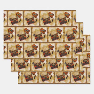 Es ist ein Vintages Muster geschrieben Geschenkpapier Set
