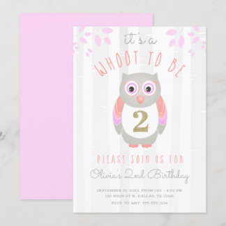 Es ist ein Whoot, zwei Woodland Owl 2. Geburtstag  Einladung