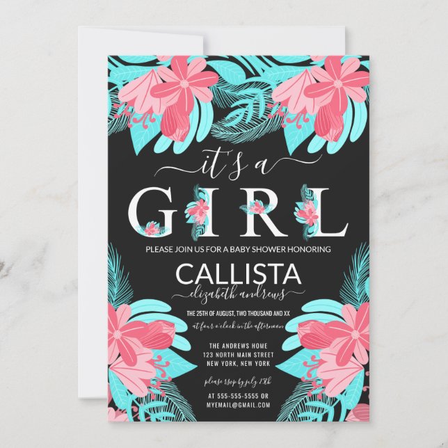 Es ist ein Zitat-Pink-Aquamarine Blütendusche Einladung (Vorderseite)