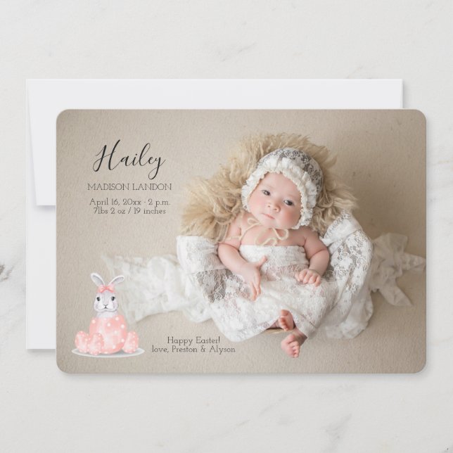 Es ist eine Ankündigung von "Girl Foto Ostergeburt (Vorderseite)