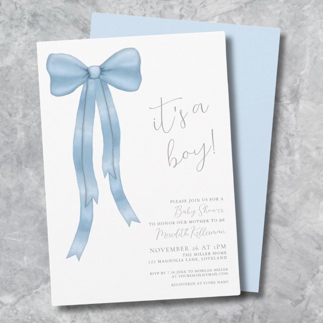 Es ist eine Baby-Baby-Dusche. Einladung (It's A Boy Bow Baby Shower Invitation)