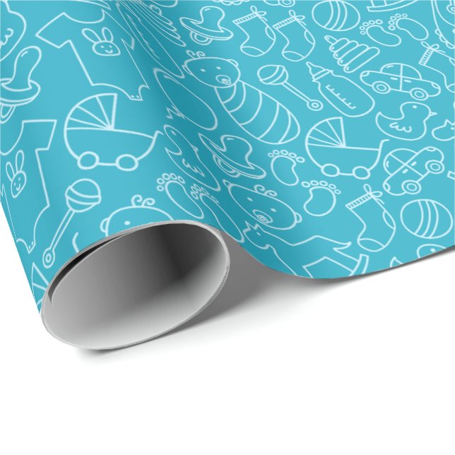 Es ist eine Baby Blue Baby Dusche Geschenkpapier (Rolleneckpunkt)