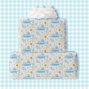 Es ist eine Baby Blue & White Bassinet Baby Dusche Geschenkpapier