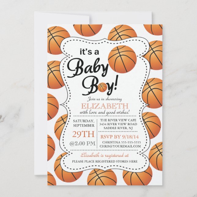 Es ist eine Baby Boy Basketball Baby Dusche Einladung (Vorderseite)