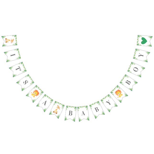 Es ist eine Baby Boy Green Jungle Safari Baby Dusc Wimpelkette (Alle)