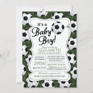 Es ist eine Baby Boy Soccer Baby Dusche Einladung