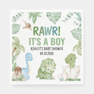 Es ist eine Baby-Dinosaurier-Kinderdusche Serviette