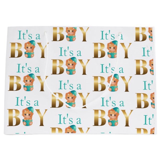 Es ist eine Baby-Dusche Dinosaurier Große Geschenktüte (Vorderseite)