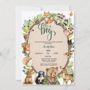 Es ist eine Baby-Dusche für Boy Woodland Animals F Einladung