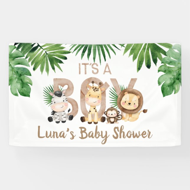 Es ist eine Baby-Dusche für Jungen Safari Banner (Horizontal)