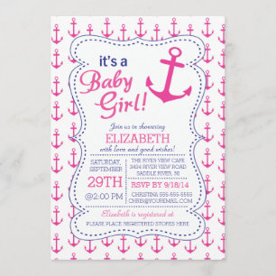 Es ist eine Baby Girl Anchor Nautical Baby Dusche Einladung