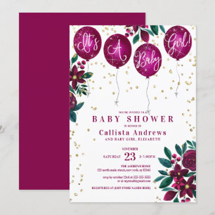 Es ist eine Baby Glitzer Balloons Floral Baby Dusc Einladung