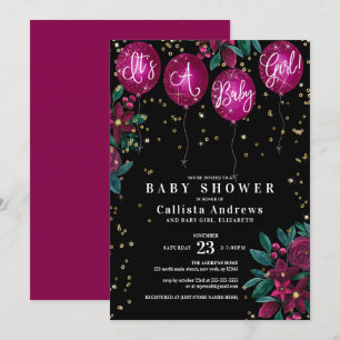 Es ist eine Baby Glitzer Balloons Floral Baby Dusc Einladung