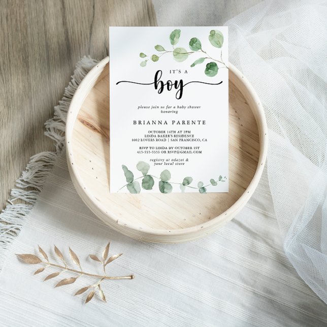 Es ist eine Baby Green Delight Eucalyptus Baby Dus Einladung (Von Creator hochgeladen)