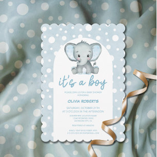 Es ist eine Baby Niedlich Blue Elephant Baby Dusch Einladung