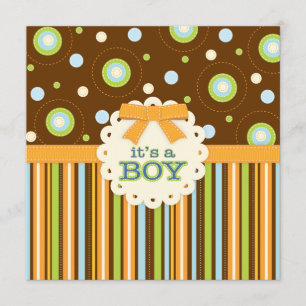 Es ist eine Baby Orange & Blue Stitches Babydusche Einladung