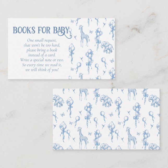 Es ist eine Baby Safari Animal Blue Balloon Baby D Begleitkarte (Vorne/Hinten)