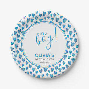 Es ist eine Baby Shower Love Heart für einen Junge Pappteller