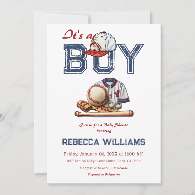 Es ist eine Baby Sport Baseball Themed Baby Dusche Einladung (Vorderseite)