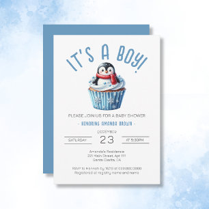 Es ist eine Baby Winter Blue Pinguin Baby Dusche Einladung