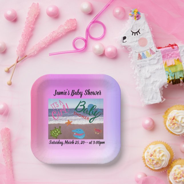 Es ist eine Babydusche mit Niedlichen Ozeanstriche Pappteller