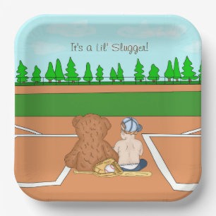 Es ist eine Baseball-Baby-Dusche für den Lilenschl Pappteller