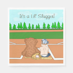 Es ist eine Baseball-Baby-Dusche für den Lilenschl Serviette