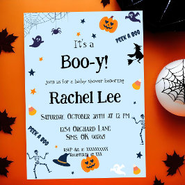 Es ist eine Boo-y Light Blue Halloween Babydusche Einladung