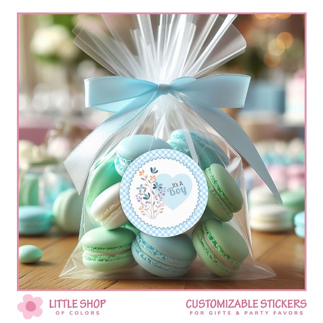 Es ist eine Boy Baby Shower Birth Ankündigung Runder Aufkleber (Von Creator hochgeladen)