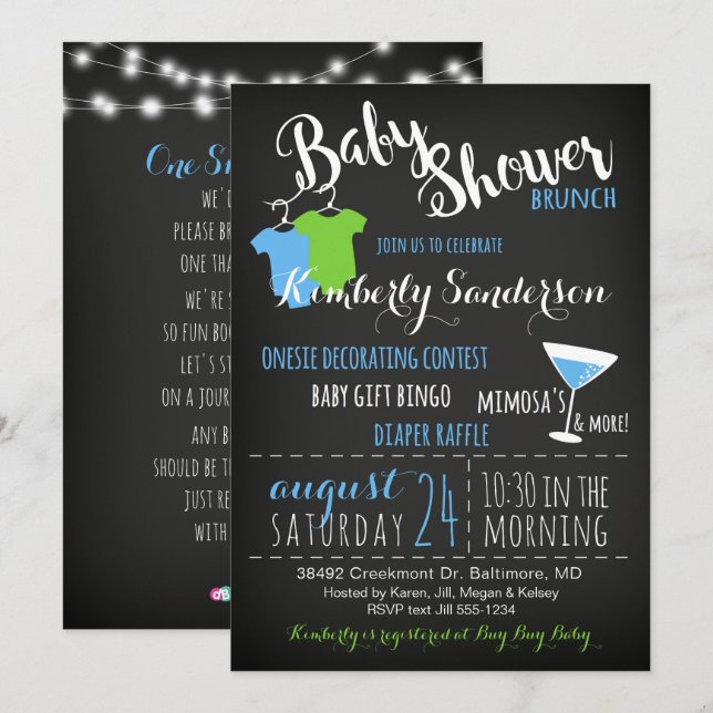 Es ist eine Boy Baby Shower Einladung Brunch Book  (Vorne/Hinten)
