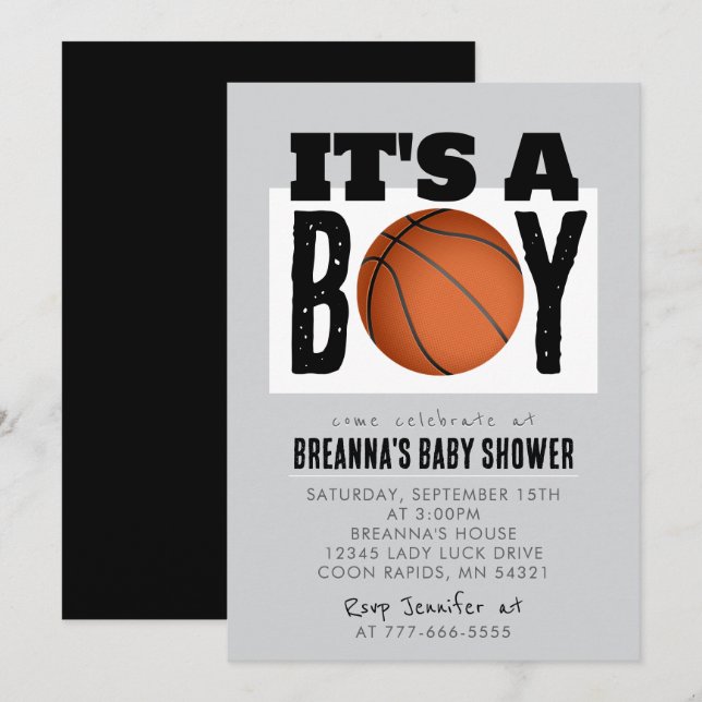 Es ist eine Boy Basketball Baby Shower Party Einla Einladung (Vorne/Hinten)