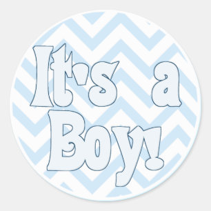 Es ist eine Boy Blue Zigzag Ankündigung Runder Aufkleber