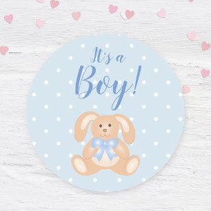 Es ist eine Boy Bunny Rabbit Pastel Blue Baby Dusc Runder Aufkleber