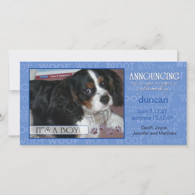 Es ist eine Boy - Pet Foto Card Ankündigung (Vorderseite)