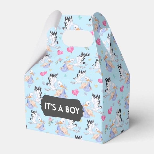 Es ist eine Boy Stork Baby Gevor Box Geschenkschachtel (Vorderseite)