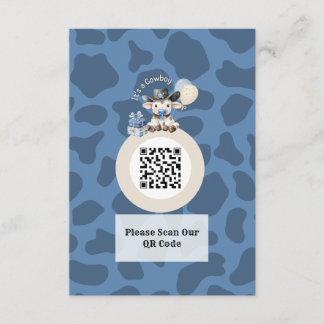 Es ist eine Cowboy Blue & Beige Baby Dusche Begleitkarte
