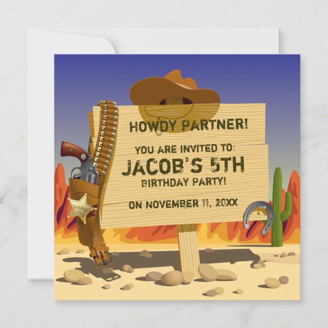 Es ist eine Cowboy-Geburtstagsparty! Einladung (Vorderseite)