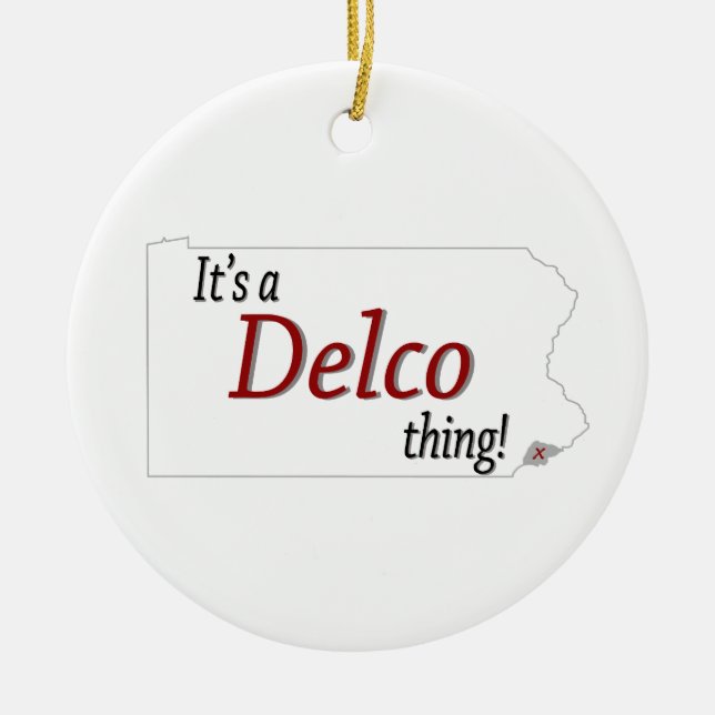 Es ist eine Delco-Sache (R) Keramik Ornament (Vorne)