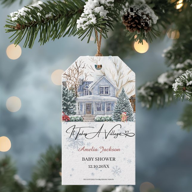 Es ist eine Einladung für ein Village Baby Dusche Geschenkanhänger (Von Creator hochgeladen)