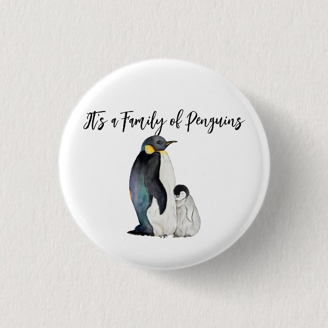 Es ist eine Familie von Pinguinen Aquarell zeichne Button (Vorderseite)