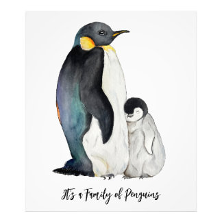 Es ist eine Familie von Pinguinen Aquarell zeichne Fotodruck
